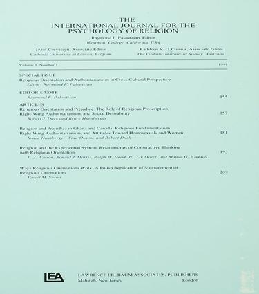 Cover image for Religious Orientation and Authoritarianism in Cross-cultural Perspective