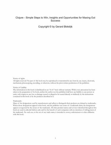 Cover image for Clojure - Simple Steps to Win, Insights and Opportunities for Maxing Out Success