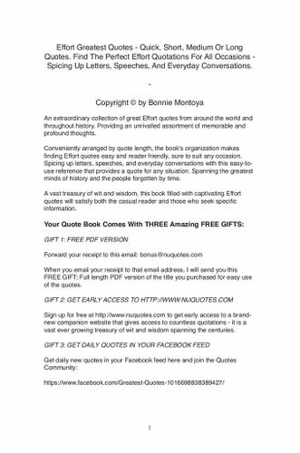 Cover image for Effort Greatest Quotes - Quick, Short, Medium Or Long Quotes. Find The Perfect Effort Quotations For All Occasions - Spicing Up Letters, Speeches, And Everyday Conversations.