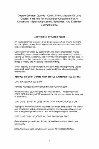 Cover image for Degree Greatest Quotes - Quick, Short, Medium Or Long Quotes. Find The Perfect Degree Quotations For All Occasions - Spicing Up Letters, Speeches, And Everyday Conversations.