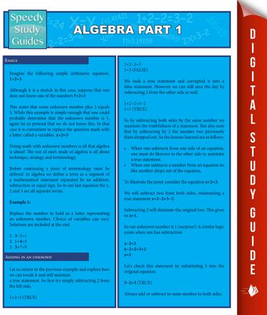 Algebra Part 1 (Speedy Study Guides)