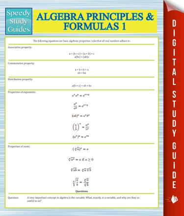 Cover image for Algebra Principles And Formulas 1 (Speedy Study Guides)