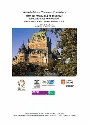 Cover image for Actes du colloque Sites du patrimoine et tourisme