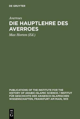 Cover image for Die Hauptlehre des Averroes