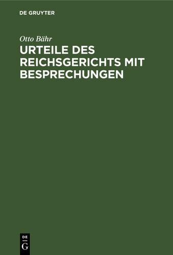 Cover image for Urteile des Reichsgerichts mit Besprechungen