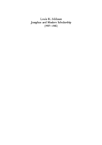 Cover image for Josephus and Modern Scholarship (19371980)