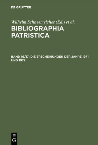 Cover image for Die Erscheinungen der Jahre 1971 und 1972