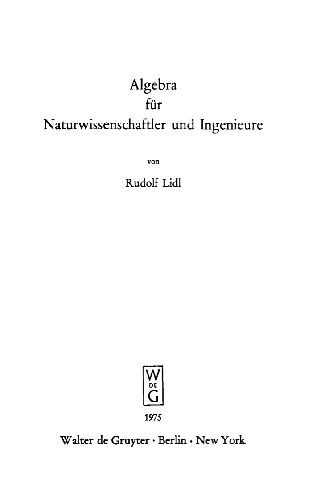 Cover image for Algebra fur Naturwissenschaftler und Ingenieure