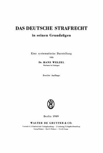 Cover image for Das deutsche Strafrecht in seinen Grundzugen