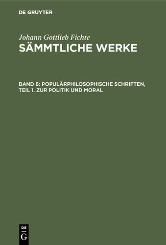 Cover image for Popularphilosophische Schriften, Teil 1. Zur Politik und Moral