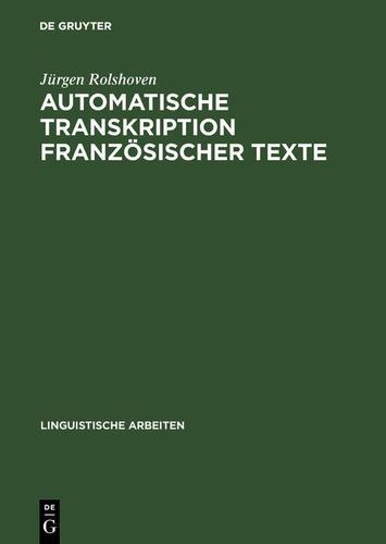 Cover image for Automatische Transkription franzosischer Texte