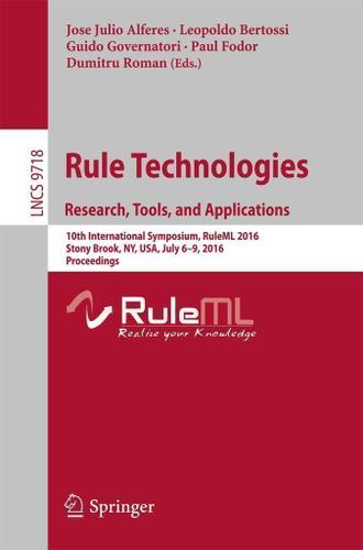 Cover image for Rule Technologies. Research, Tools, and Applications