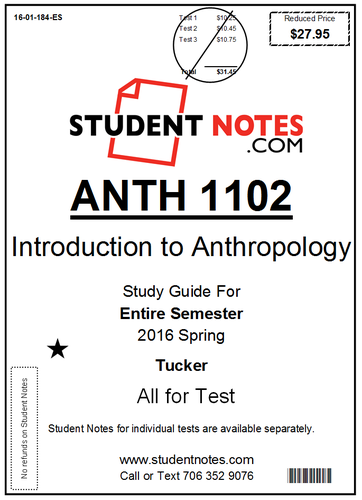 Cover image for ANTH 1102 Tucker Entire Semester