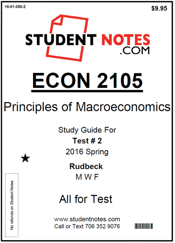 Cover image for ECON 2105 Rudbeck Test 2