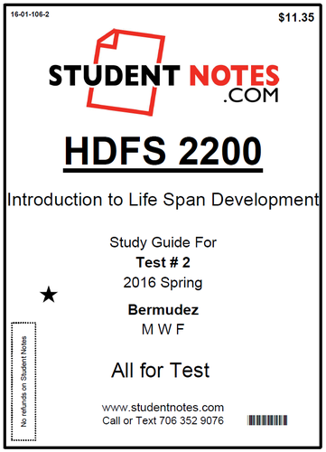 Cover image for HDFS 2200 Bermudez Test 2