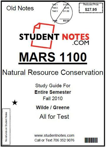 Cover image for MARS/FANR 1100 Wilde/Greene Entire Semester