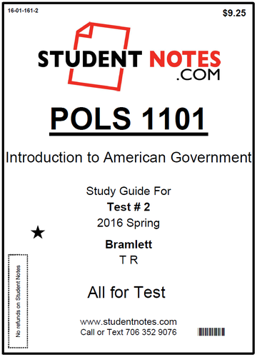 Cover image for POLS 1101 Bramlett Test 2