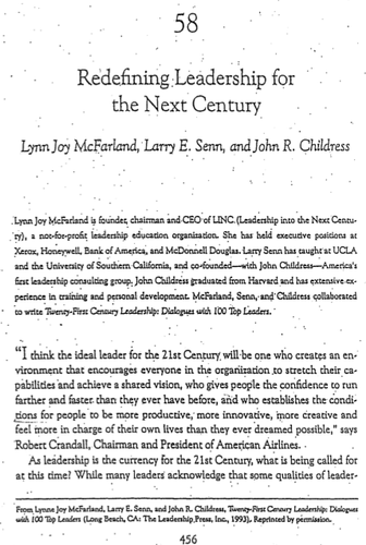 Redefining Leadership for the Next Century. In 21st century leadership: 