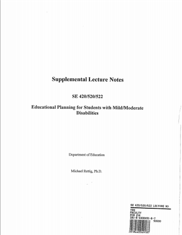 Educational Planning for Students with Mild Moderate Disabilities