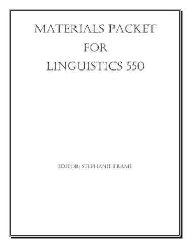 Cover image for Materials Packet for Linguistics 550