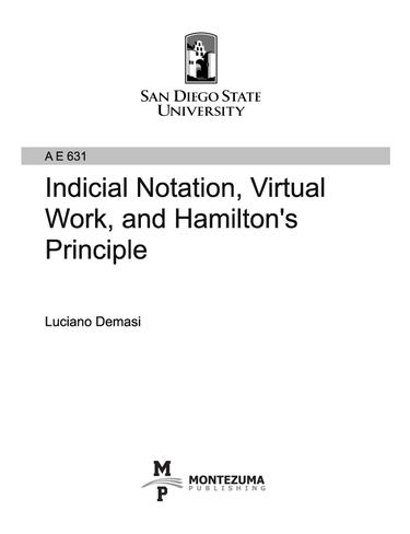 Cover image for Indicial Notation, Virtual Work, and Hamilton's Principle