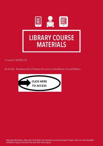 Cover image for Library Course Materials HCPM-230