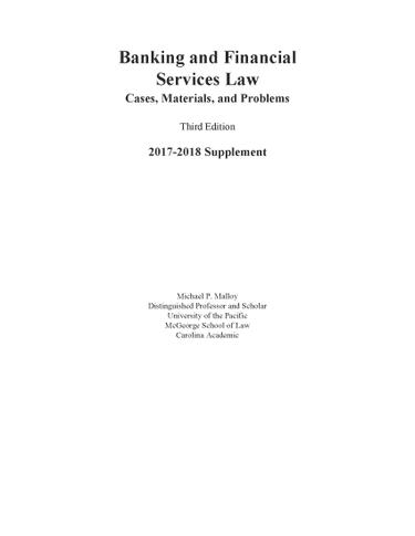 Cover image for Banking and Financial Services Law SUPPLEMENT 2017-2018