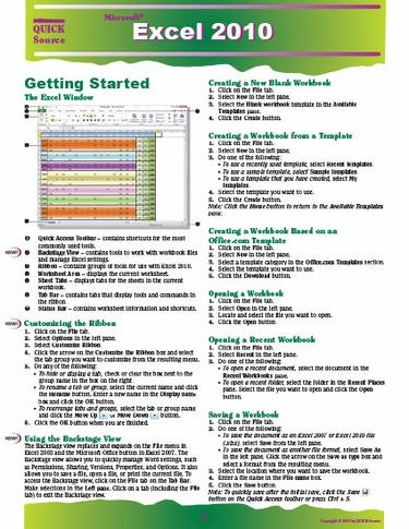 Excel 2010 Quick Reference Guide 9781935518075 Redshelf